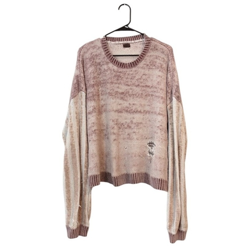 POL Distressed Chenille Space Dye Oversized Sweater Mauve‎ Boho XL